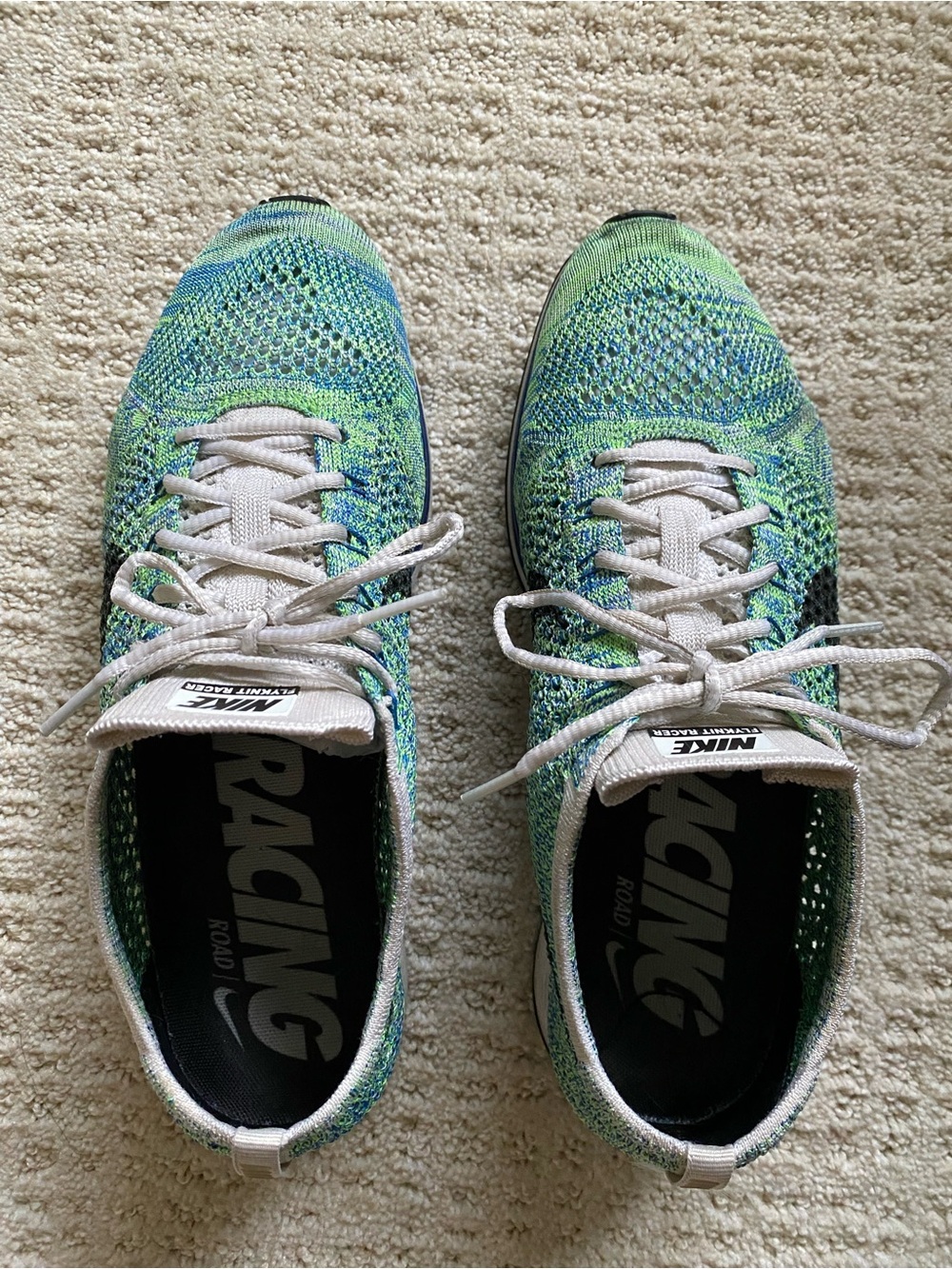 Nike Flyknit Racer - Green/Blue Knit - Picture 2 of 7